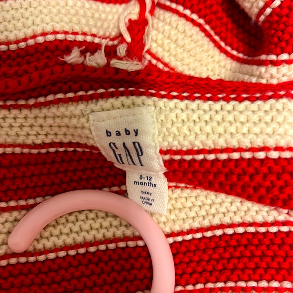Gap baby red and cream striped sweather